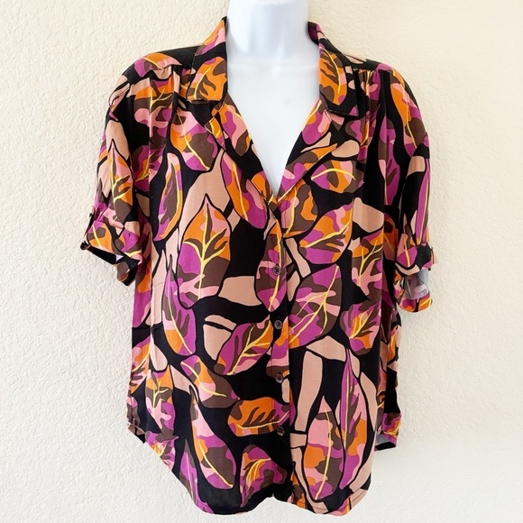 Jane + Delancey Anthropologie Floral print button down shirt Size Medium - Picture 1 of 11